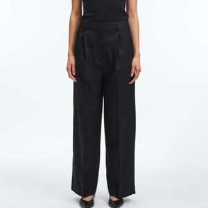 NEW A Day’s March Aly Pleated Black Wool Trousers Sz 34